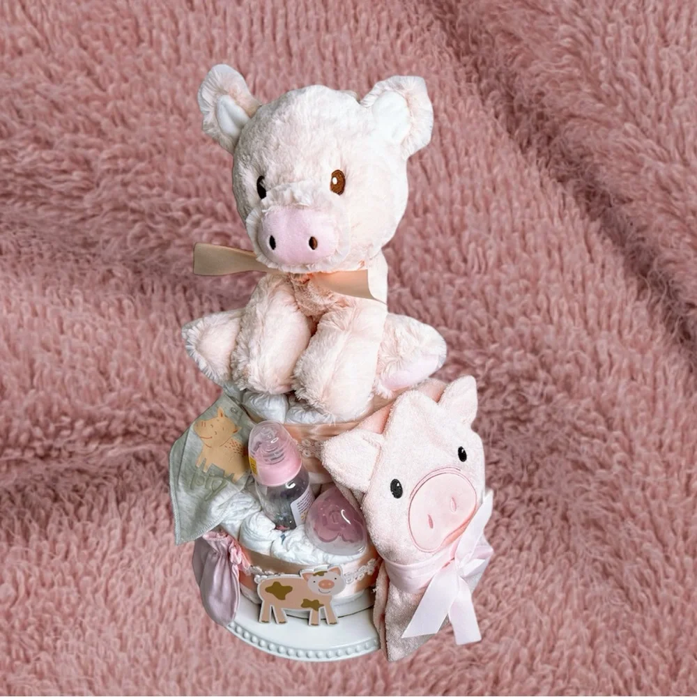 Piggy Diaper Cake, Farm Baby Shower